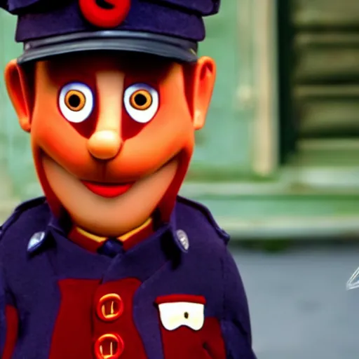 Prompt: dark gritty postman pat movie reboot, movie, postman pat, realistic, gritty, movie still, realistic dark lighting, highly detailed, 4 k