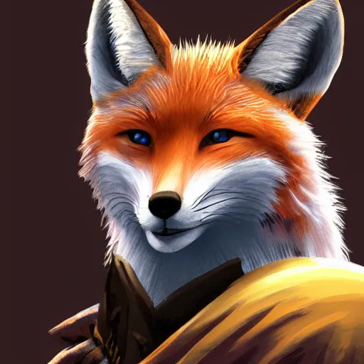 Image similar to An anthropomorphic fox wizard, highly detailed, sharp focus, D&D portrait, Neverwinter Nights