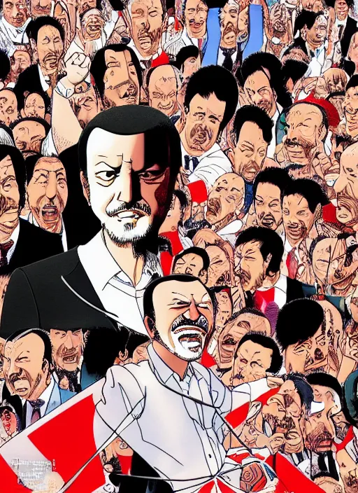 Image similar to recep tayyip erdogan manga, color, best scene, by katsuhiro otomo and hiroya oku and makoto yukimura