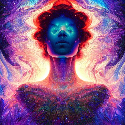 Image similar to beautiful portrait of elation, intelligence, spatial space deformation in latent space, math art, astral plane, key light, by artgerm and dan mumford and gustave dore