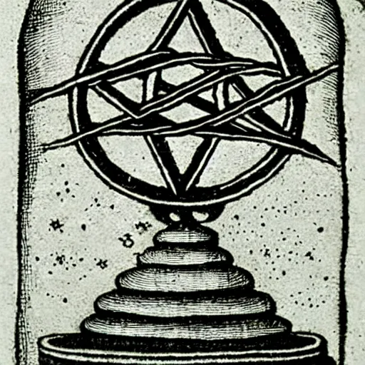 Image similar to philosopher's stone, alchemical engraving