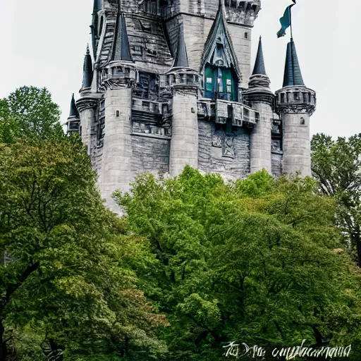 Image similar to the maleficent's castle in the middle of central park.