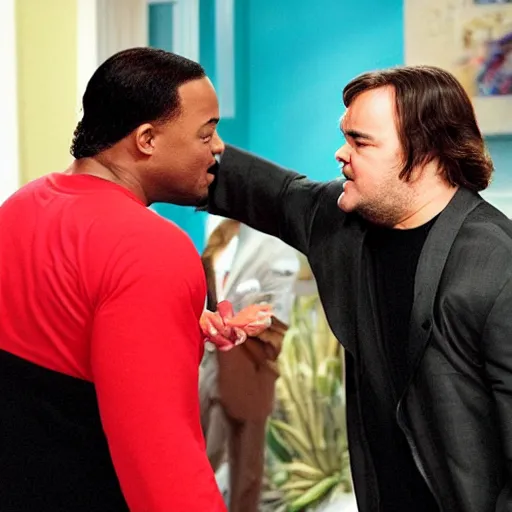 Image similar to Will Smith slapping Jack Black