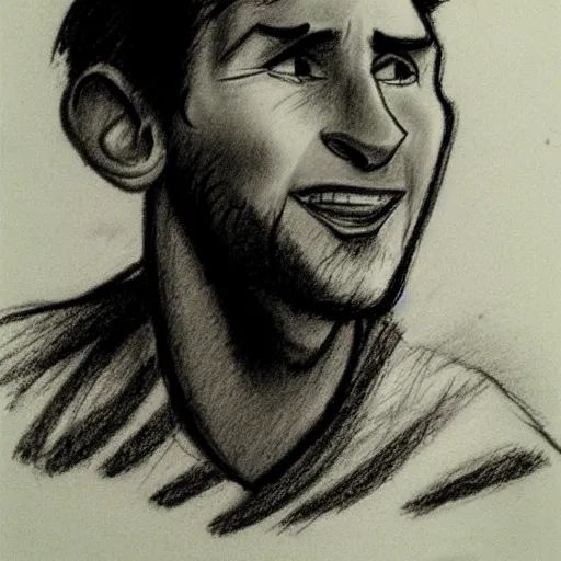 Image similar to milt kahl pencil sketch of `Lionel Messi`!!!!!