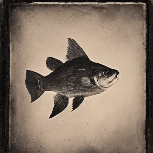 Image similar to underwater tintype photo of piranha