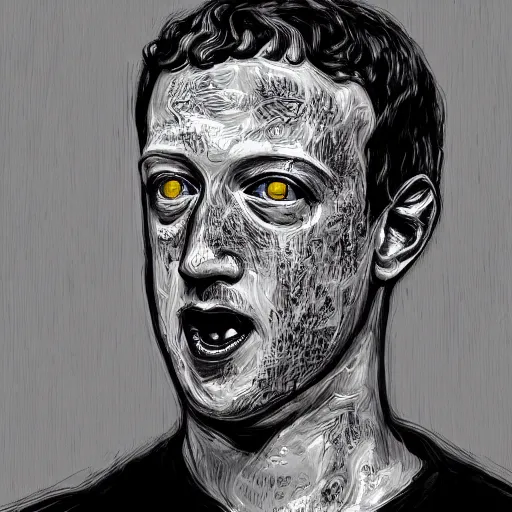 Image similar to mark zuckerberg from a nightmare, evil, demonic, gothic horror portrait, high detail, hyperreal