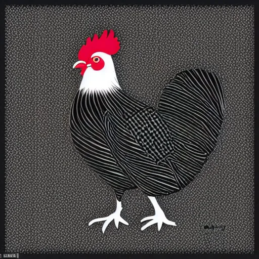 Image similar to retro sci - fi, 2 d flat illustration, very wise chicken, highly detailed