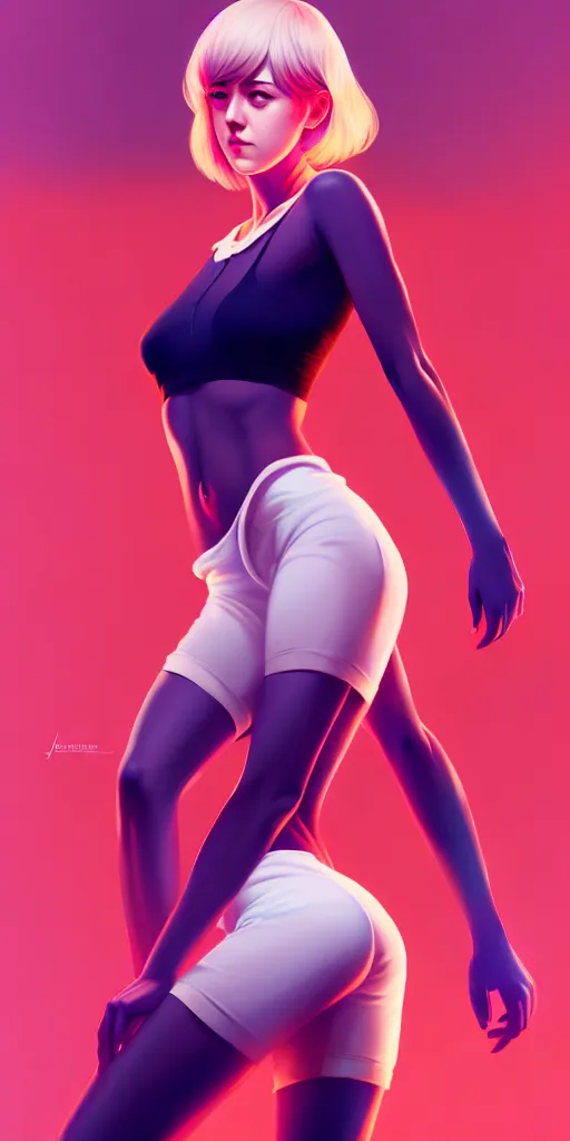 Image similar to a fullbody pose of jena malone,, beautiful body, under repairs, maintenance, by ilya kuvshinov, rossdraws, artgerm, sola digital arts, anti aliasing, raytracing