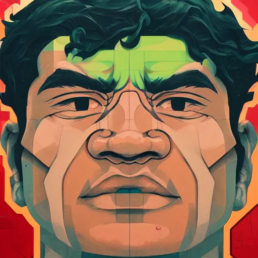 Prompt: Hulk profile picture by Sachin Teng, asymmetrical, Organic Painting , Matte Painting, meaningful, Powerful, geometric shapes, hard edges, graffiti, street art:2 by Sachin Teng:4