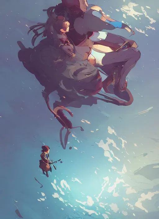 Image similar to overwhelmed with floating thoughts behance hd artstation by jesper ejsing, by rhads, makoto shinkai and lois van baarle, ilya kuvshinov, ossdraws, that looks like it is from borderlands and by feng zhu and loish and laurie greasley, victo ngai, andreas rocha