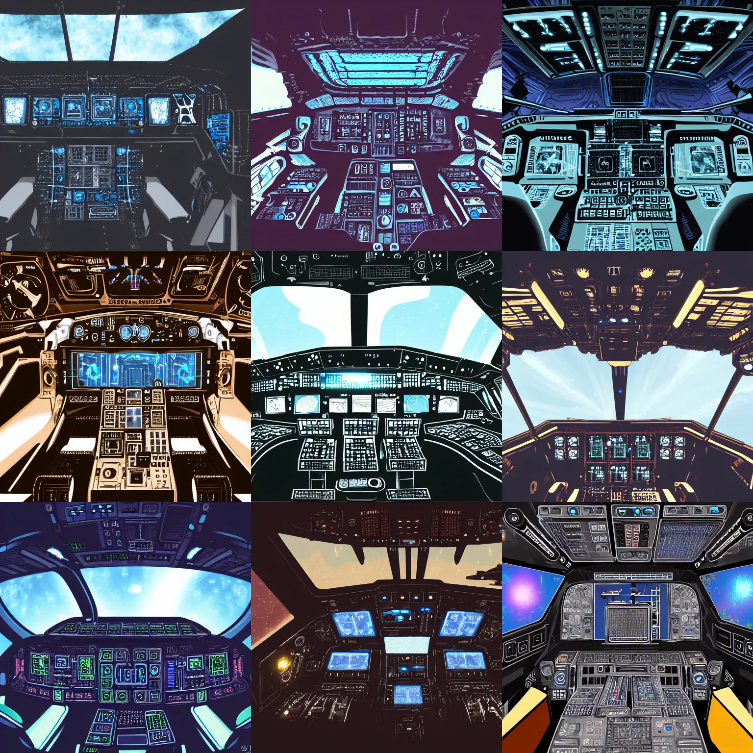 Prompt: ultra realistic illustration of the cockpit of a spaceship with screens switches and lights, sci-fi, steampunk, futuristic