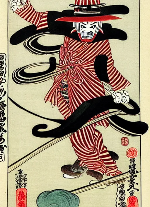 Image similar to freddy krueger as a yokai illustrated by kawanabe kyosai and toriyama sekien