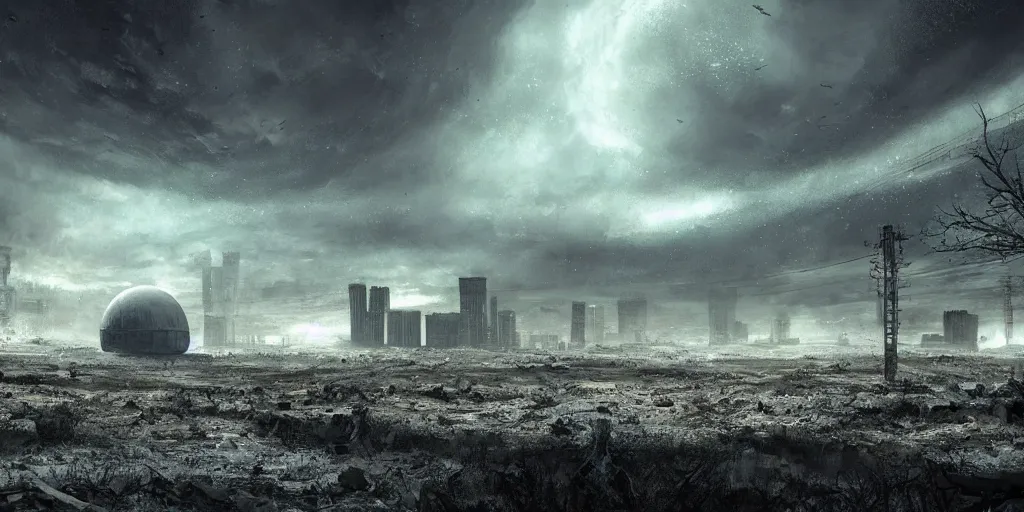 Prompt: nuclear winter, los angeles, near future, decay, fantasy, sci - fi, hyper realistic, serene.