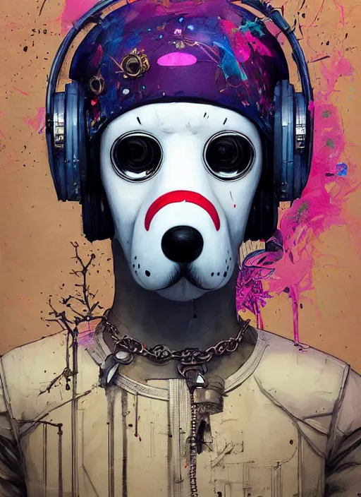 Prompt: beautiful portrait of Lofi cyberpunk Snoopy, by Tristan Eaton, Stanley Artgermm, Tom Bagshaw, Greg Rutkowski, Carne Griffiths. trending on DeviantArt, face enhance, hyper detailed, trending on Artstation, 8k, masterpiece, graffiti paint, fine detail, full of color, intricate detail, golden ratio illustration