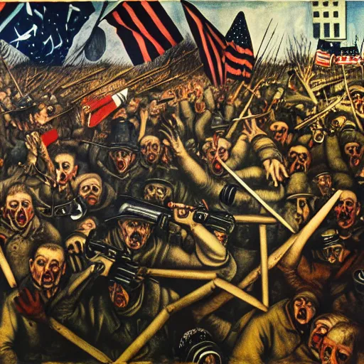 Prompt: january 6 insurrection by otto dix, hyperrealistic, aesthetic, masterpiece