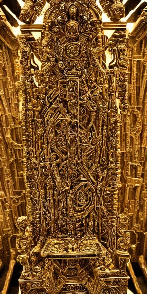 Image similar to symmetry!! the throne of an anunaki god, ancient astronauts, very detailed, ornate, intricate, perfect lighting, perfect composition, 4 k