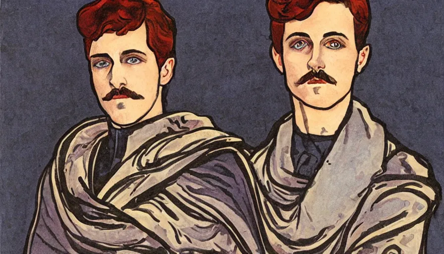 Image similar to art nouveau portrait of duke leto atreides