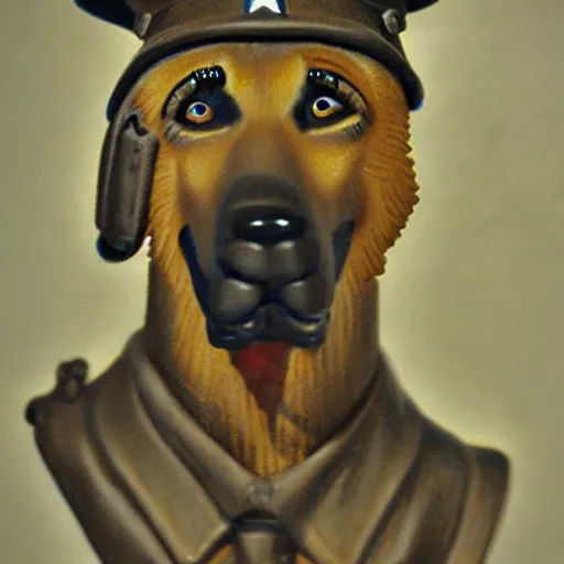 Prompt: portrait of a German shepard ww2 pilot, detailed, realistic