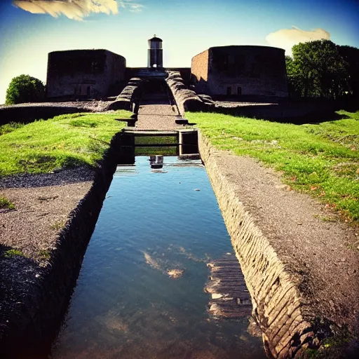 Prompt: low angle wideshot of Suomenlinna, breathtaking polaroid photo,