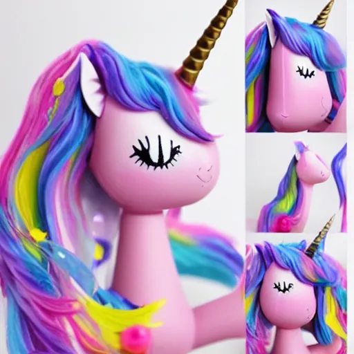 Prompt: unicorn vinyl stop motion doll