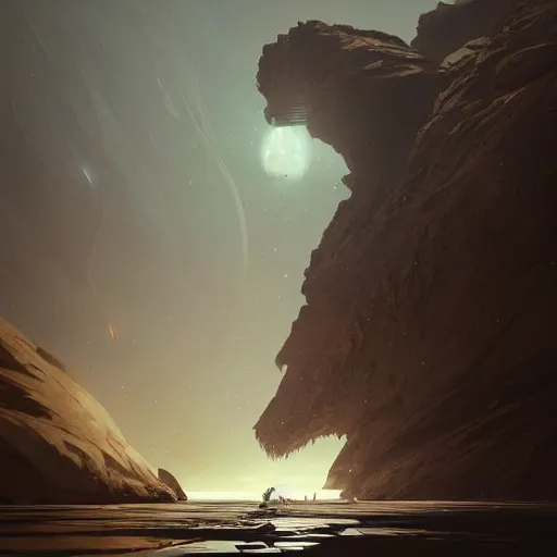 Image similar to gigantic creature on surface of venus, sparth style, fantasy. detailed. sharp focus. trending on artstation. artist greg rutkowski