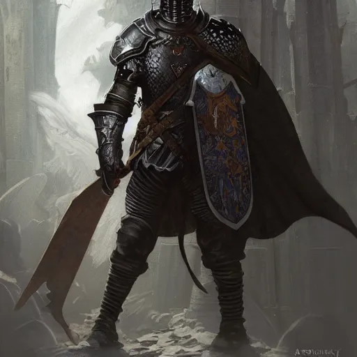 Image similar to medieval knight, Dark Souls character, highly detailed, digital fantasy character, painted portrait, artstation, concept art, hard focus, illustration, art by artgerm and greg rutkowski and Alphonse Mucha and Craig Mullins, James Jean, Andrey Ryabovichev, Mark Simonetti and Peter Morbacher 16k