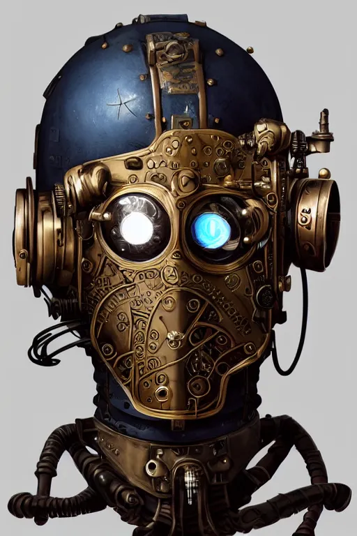 Image similar to steampunk helmet fantasy art mask robot ninja stylized digital illustration sharp focus, elegant intricate digital painting artstation concept art global illumination ray tracing advanced technology chaykin howard and campionpascale and cooke darwyn and davis jack