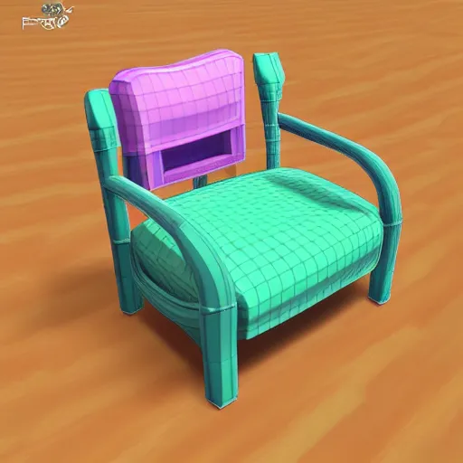 Image similar to froggy chair, 3d model, animal crossing, froggy chair, adorable, cute, detailed