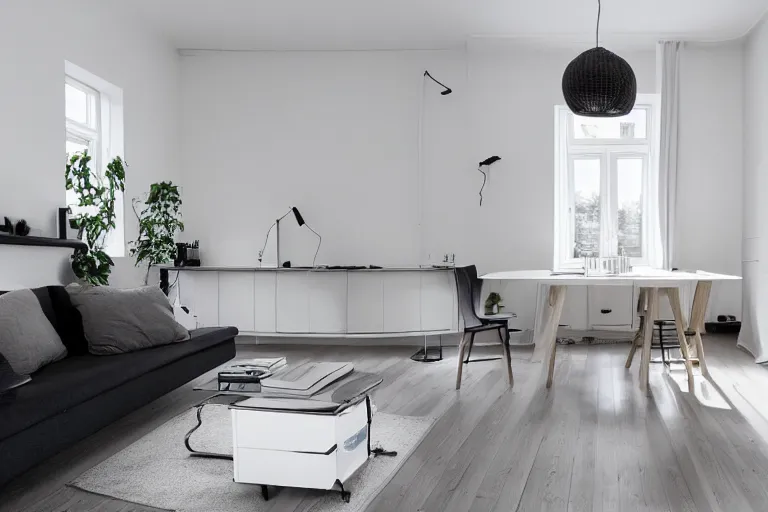 Prompt: a minimal design Scandinavian apartment