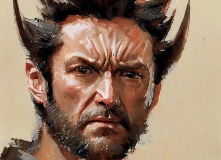 Image similar to a highly detailed beautiful portrait of wolverine gregory manchess, james gurney, james jean