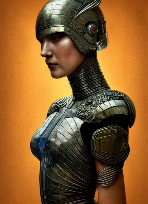 Prompt: hyperrealistic mixed media portrait of a beautiful armored warrior woman, stunning 3d render inspired art by Coles Phillips + perfect facial symmetry + dim volumetric lighting, 8k octane beautifully detailed render, post-processing, extremely hyperdetailed, intricate, epic composition, grim yet sparkling atmosphere, cinematic lighting + masterpiece, trending on artstation, Art Nouveau