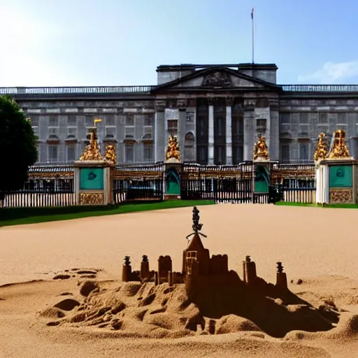 Image similar to buckingham palace as a sandcastle