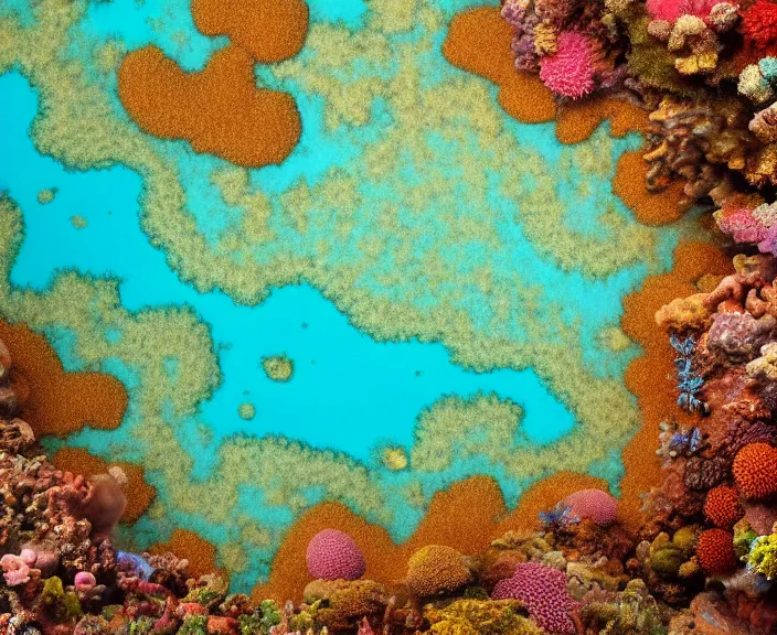 Image similar to 4 k hd, high detail photograph of great barrier reef, full colour, shot with sigma f / 4. 2, 2 5 0 mm sharp lens, wide shot, volumetric lighting, high level texture render, unreal engine