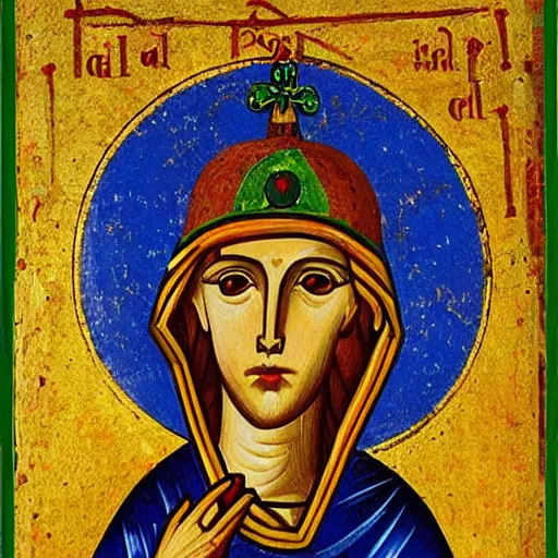 Image similar to byzantine art of a rabbit wearing a crown