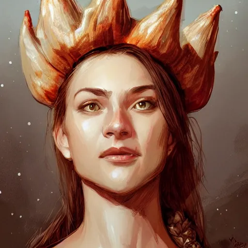 Image similar to doomguy as an attractive young smiling woman wearing a mushroom crown, face portrait, hd shot, digital portrait, beautiful, fantasy art, artstation, comic style, by artgerm, guy denning, jakub rozalski, magali villeneuve and charlie bowater