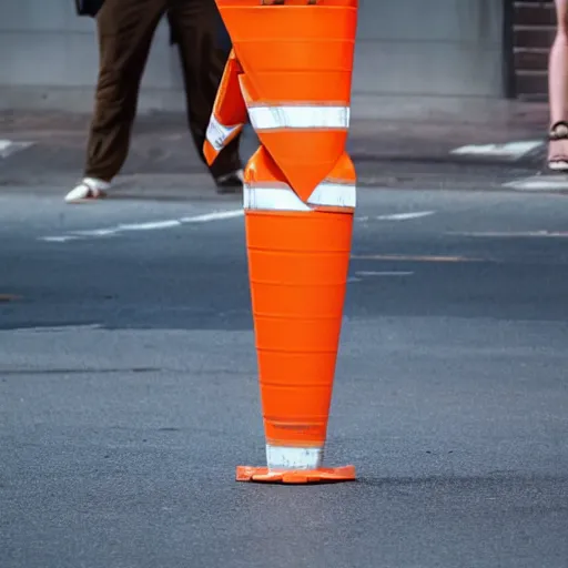 Prompt: margot robbie stealing a traffic cone, 4 k