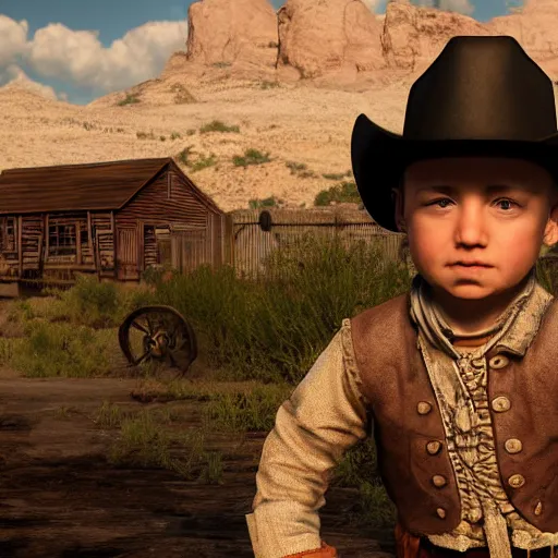 Prompt: wild west boy. photo realistic, 8 k, hd, dcim