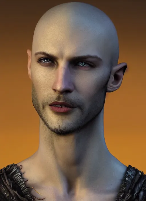 Prompt: buzzcut hair stubble male, aphelios draven, dndbeyond, bright, realistic, dnd character portrait, full body, art by ralph horsley, dnd, rpg, lotr game design fanart by concept art, behance hd, artstation, deviantart, global illumination radiating a glowing aura global illumination ray tracing hdr render in unreal engine 5