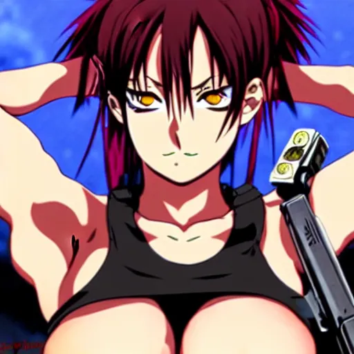 Image similar to style of madhouse anime, revy from black lagoon