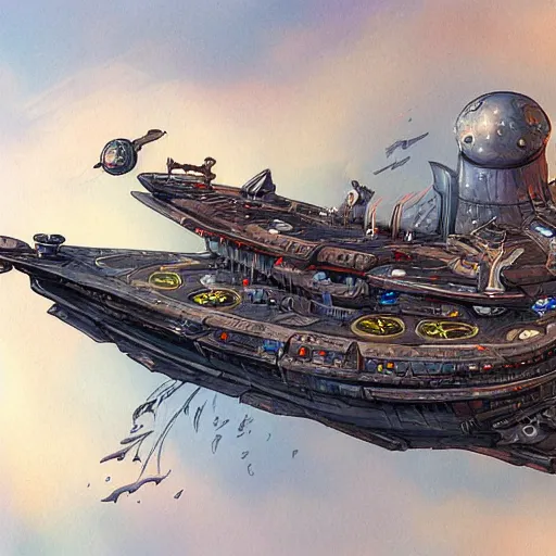 Image similar to a spaceship pirateship by enzhe zhao