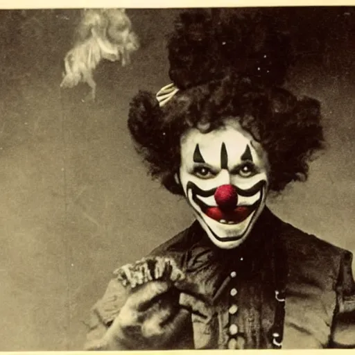 Image similar to rare photo of clown killer 1 8 5 6