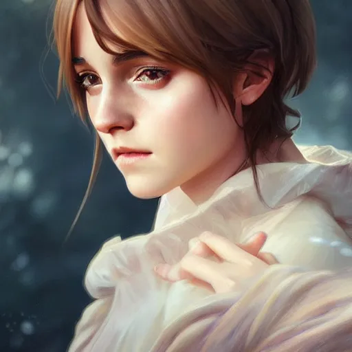 Image similar to ultra realistic illustration, emma watson anime, intricate, elegant, highly detailed, digital painting, artstation, concept art, smooth, sharp focus, illustration, art by artgerm and greg rutkowski and alphonse mucha and wlop