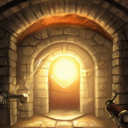 Image similar to hidden door in a secret crypt. undergound, firelight, illustration, concept art