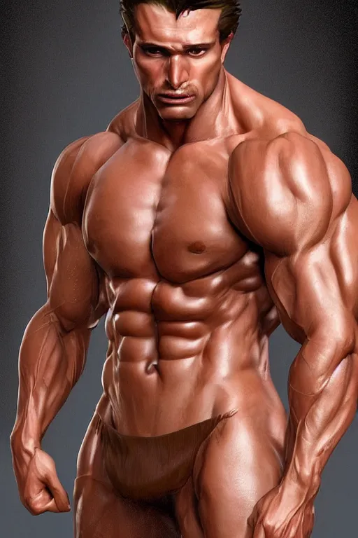 Prompt: a handsomely muscular man [ attaining lengthy brown hair ]!!, portrait!!, zbrush!!, photorealistic facial features, 3 d modeling, posing!!, illustration, digital illustration, trending on cgsociety, [ conceptual art ]!!, [ rigidly defined abs ]!!, painted by greg rutkowski and gaston bussiere