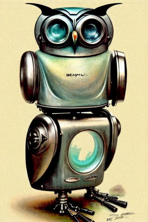 Image similar to (((((1950s cute retro robot owl . muted colors.))))) by Jean-Baptiste Monge !!!!!!!!!!!!!!!!!!!!!!!!!!!!!!