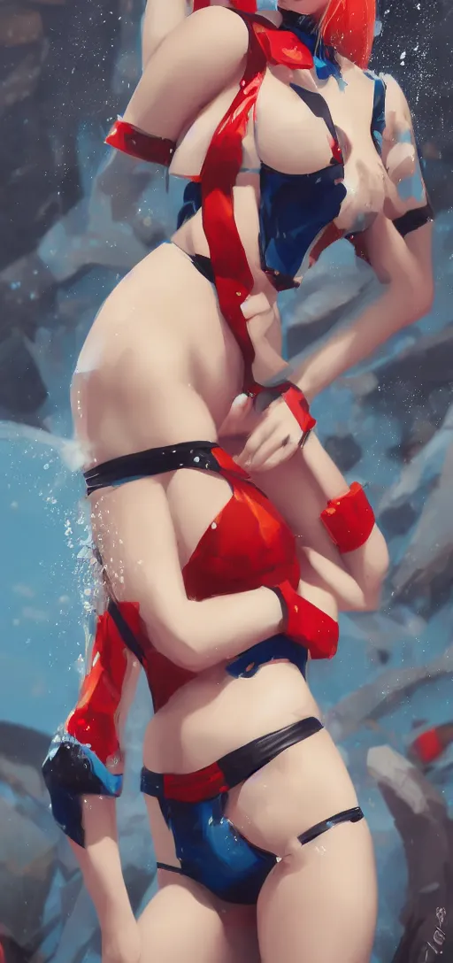 Image similar to harley quinn in a swim suit by guweiz