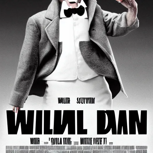 Image similar to movie poster of william dafoe as an anthropomorphic singing rat