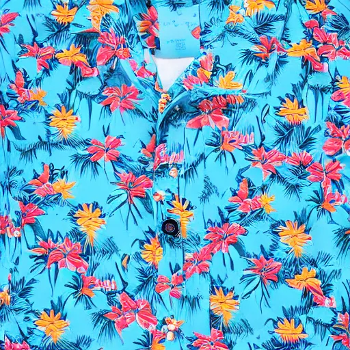 Prompt: hawaiian shirt design, product photography