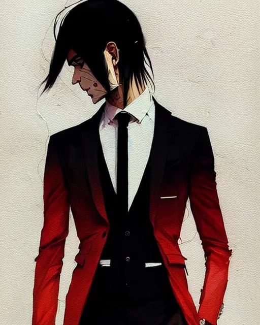 Image similar to a ultradetailed portrait painting of a stylish man wearing suit outfit, by conrad roset, greg rutkowski and makoto shinkai trending on artstation