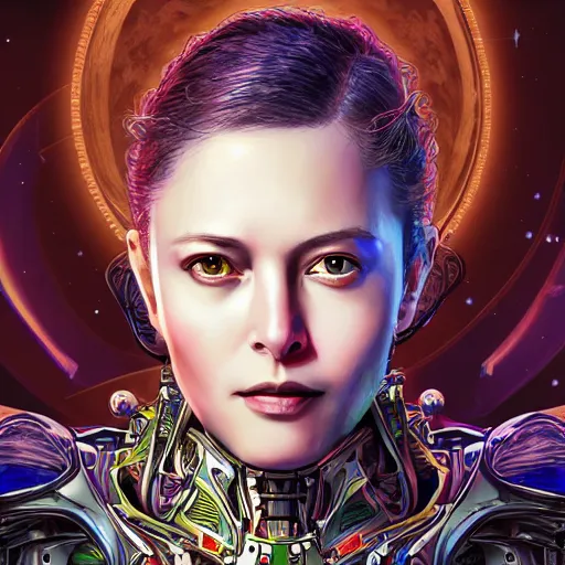 Prompt: elon musk studio portrait of legitimate kind colorful female divine mech paladin transformers absurdly beautiful, elegant, young sexy elegant woman, super fine surreal detailed facial illustration by kim jung gi, iraq nadar, intricate lines, clear focus, vivid colors, matte, octopath voyager, final fantasy, unreal engine highly rendered, global illumination, radiant light, intricate environment